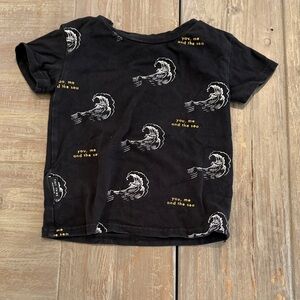 Wave Print Black Kids Tee